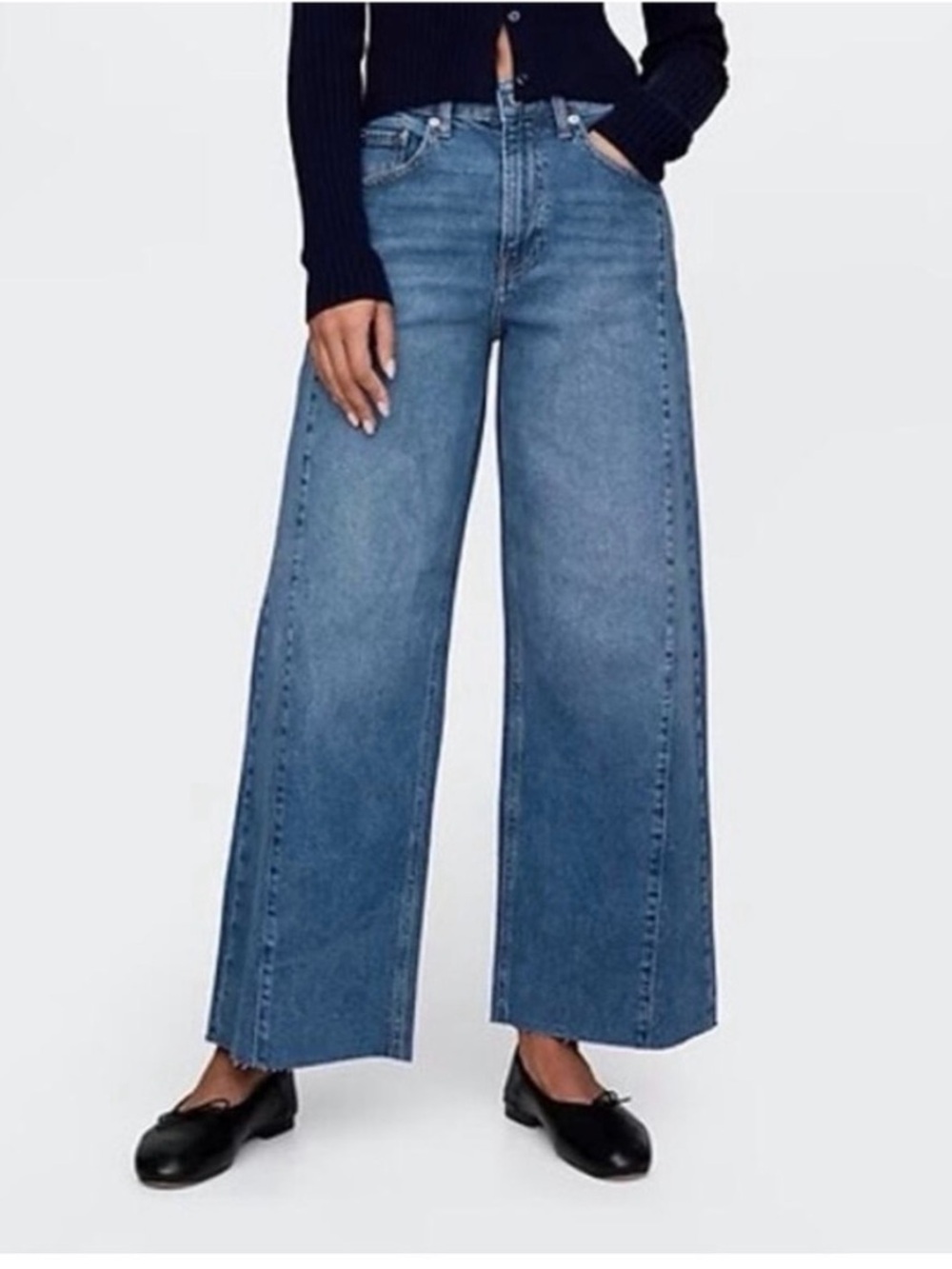 GAP High Rise Stride Ankle Wide Leg Jeans